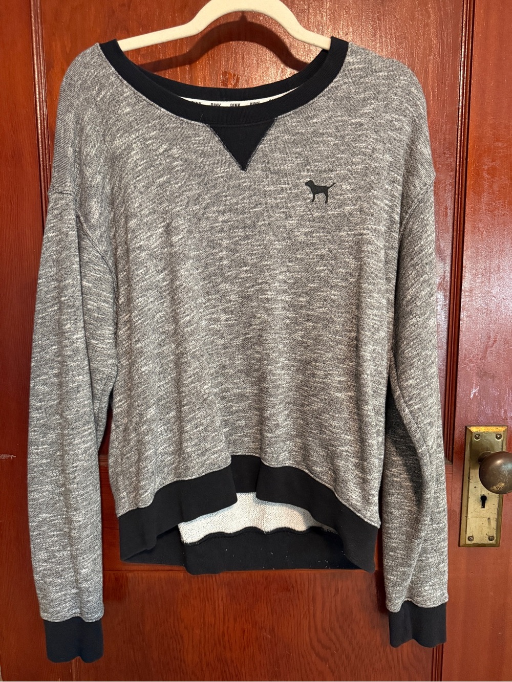 PINK Victoria's Secret Gray Heather Pullover Sweatshirt with Black Trim
